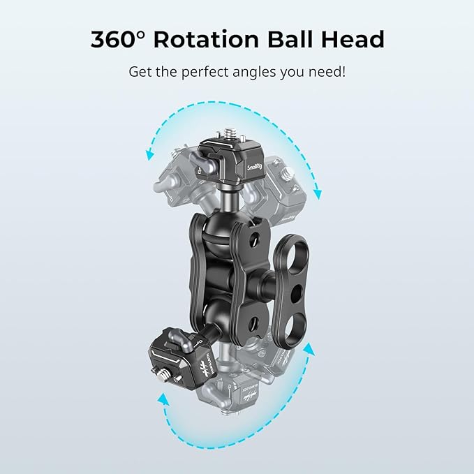 SmallRig Quick Release Ballhead Magic Arm 360° Rotation Articulating Magic Arm with 1/4" Screw, Drop-in HawkLock Camera Clamp for Field Monitor, Camera, Light, Max Load of 5kg, Aluminum Alloy - 3515C