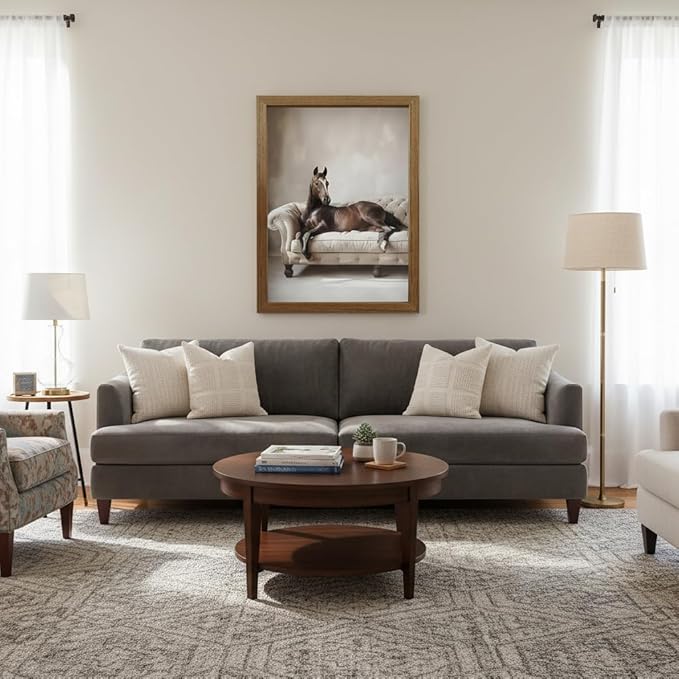 Horse Wall Art Framed Print 8x10in Elegant Brown Horse Picture Modern Farmhouse Animal Decor Wooden Frame Artwork for Living Room Bedroom Office, Desk or Wall Display with Stand & Hook, Waterproof Fade-Resistant