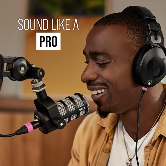 RØDE PodMic Cardioid Dynamic Broadcast Microphone with Integrated Swing Mount for Podcasting, Streaming, Gaming, and Voice Recording, Black