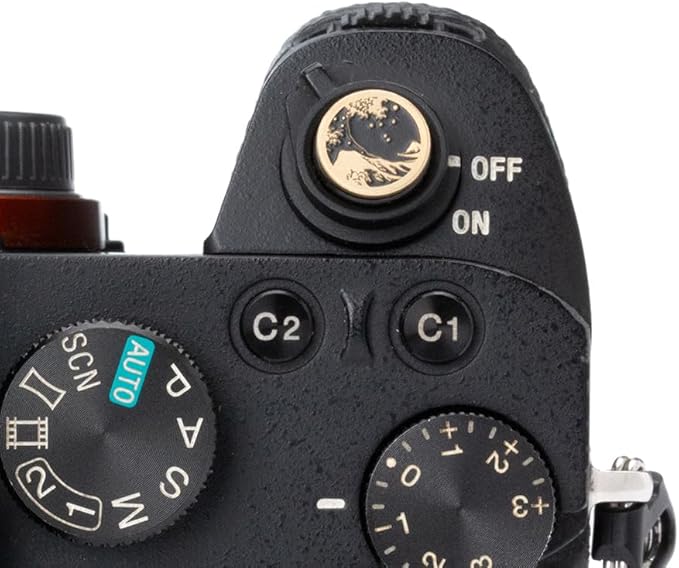 Kanagawa Wave Pattern Camera Hot Shoe Cover Shutter Button for Sony A1 A7C A7CR A7CII A7R A7M2 A7M3 A6700 A6600 A6500 A6400 A6300 (Copper Alloy-Set)