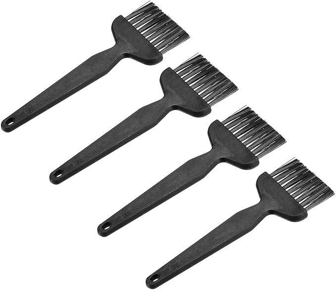 HARFINGTON 4pcs Antistatic Brush 25x42mm Portable PP Handle Nylon Anti Static Cleaning ESD Brushes for Electronics Computer Keyboard, Black