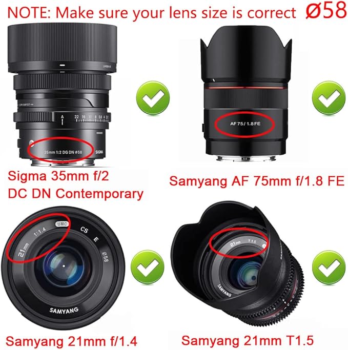 58mm-67mm Step Up Ring 58mm Lens to 67mm Filter (2 Pack), WH1916 Camera Lens Filter Adapter Ring Lens Converter Accessories