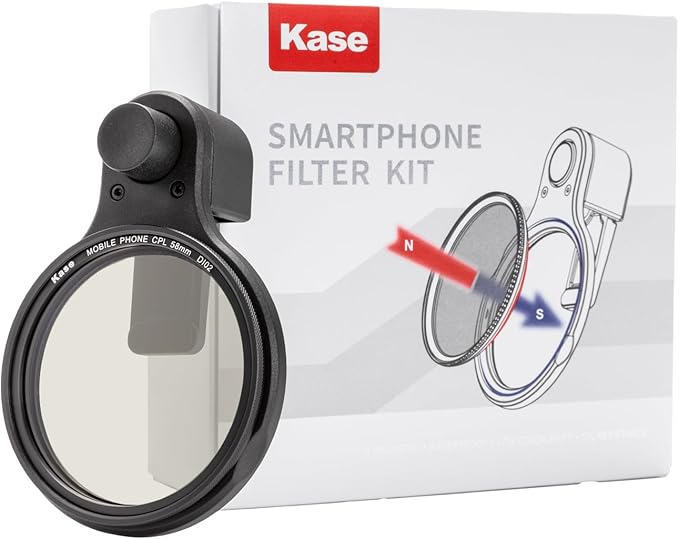 Kase Clip-on CPL Filter for iPhone, 58mm Magnetic Phone Camera Lens Circular Polarizer Filter Compatible with iPhone 16 15 14 Pro Max 13 12 11 Samsung Xiaomi