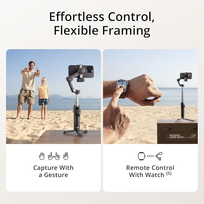 DJI Osmo Mobile 7P Gimbal Stabilizer for Smartphone 3-Axis Phone Gimbal Bundle with 2X Deco Essentials 3.5mm Clip-On Mini Lapel Microphone +LED Cordless Smartphone Ring Light + 2 Year Protection Pack