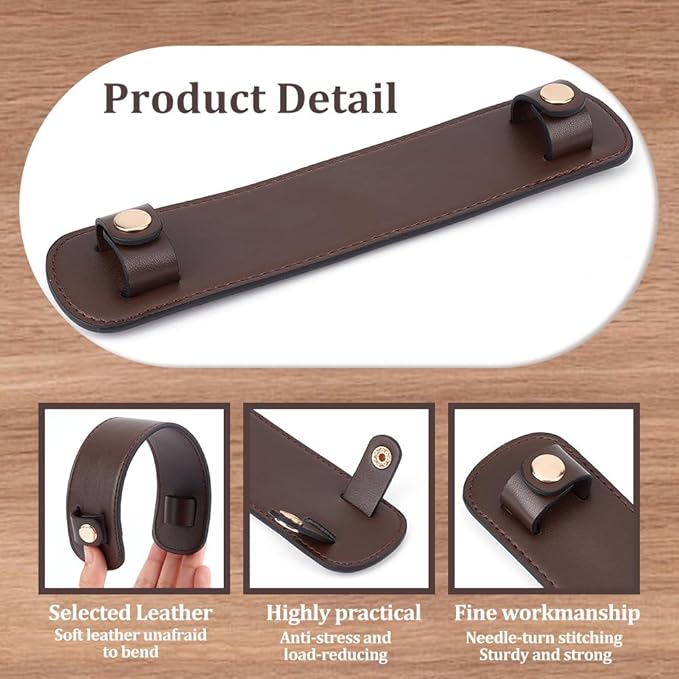 Beebeecraft 2 Sets PU Leather Shoulder Strap Pads Replacement Cushion Strap Covers Protector Pressure Relief Bag Handle Wrap for Shoulder Shopping Bags Tote Handbag Camera Travel Coconut Brown, 9x2in