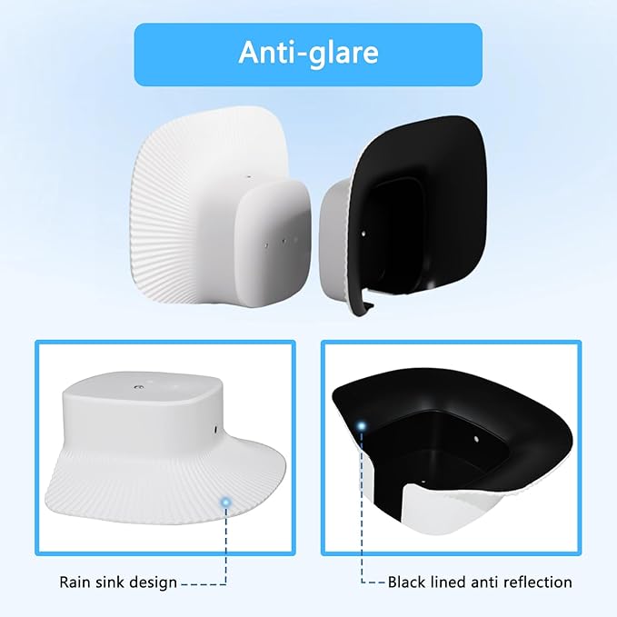 2PCS Rain Cover Compatible with Eufy Security SoloCam S340, Security Camera Protection Cover Weatherproof Sun Shade Rain Shield, Protective Weather Shield for Outdoor Use Easy to Install, White