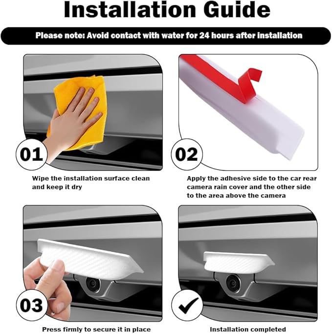 2PCS Backup Camera Rain Shield,Carbon Fiber Backup Camera for Car Anti-Rain Cover for Clear Rear View,Universal Reverse Cameras for Car Rain Cover Fits Cars/SUVs/Trucks (White/2PCS)