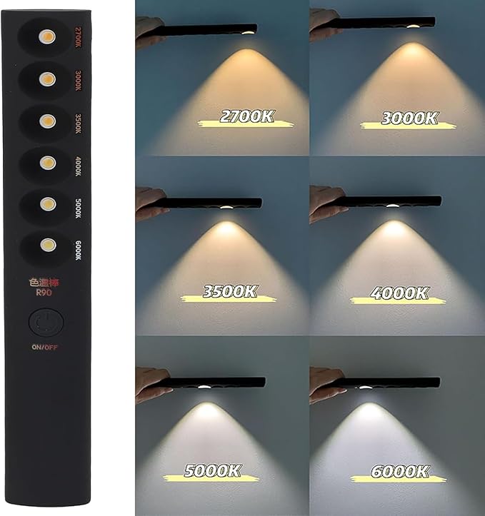 Portable Color Temperature Lamp Stick, Professional Light Wand Photography Rechargeable Photography Light Wand 2700K‑6000K 6 Modes for Video Shooting