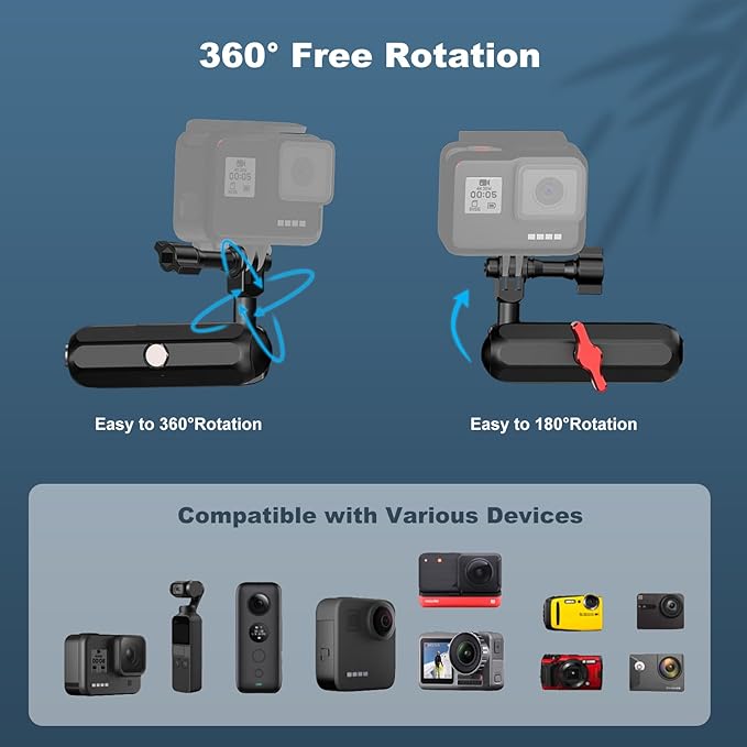 Camera Clamp Mount, Super Camera Clamp Mount Double Ball Head Magic Arm Adapter with U-Shaped for Motorcycle Handlebar Mounts & Aluminum Alloy Bike Handlebar Bracket - 360° Rotating, 78003