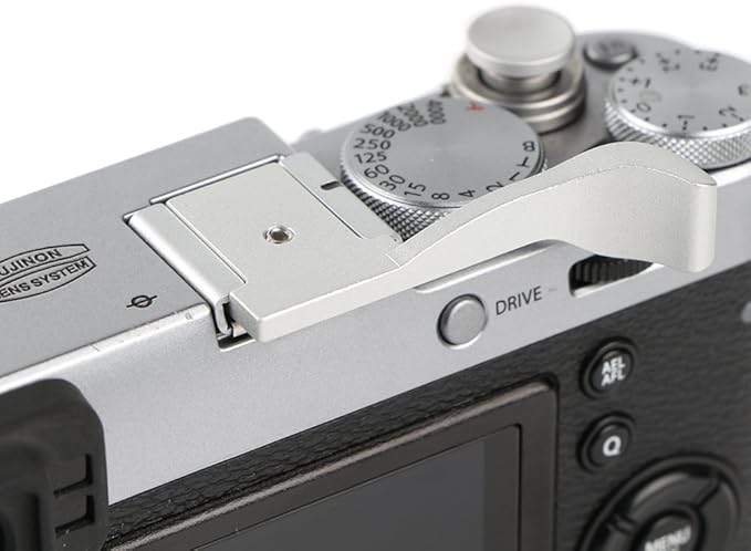 Metal Thumb Up Grip Hot Shoe Thumb Rest Grip Compatible for X100 X100S X10 X20 X-PRO1 X-E1 E-PL5 E-PL3 E-PL2 E-PL1 ME M9 M9-P M8 - Silver