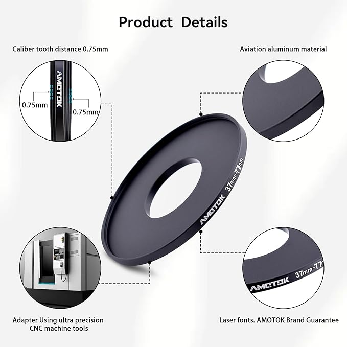 37mm Lens to 77mm Camera Lens Adapter,37mm to 77mm Filter Step-up Ring Adapter Ring,Compatible All 77mm Filter Accessory