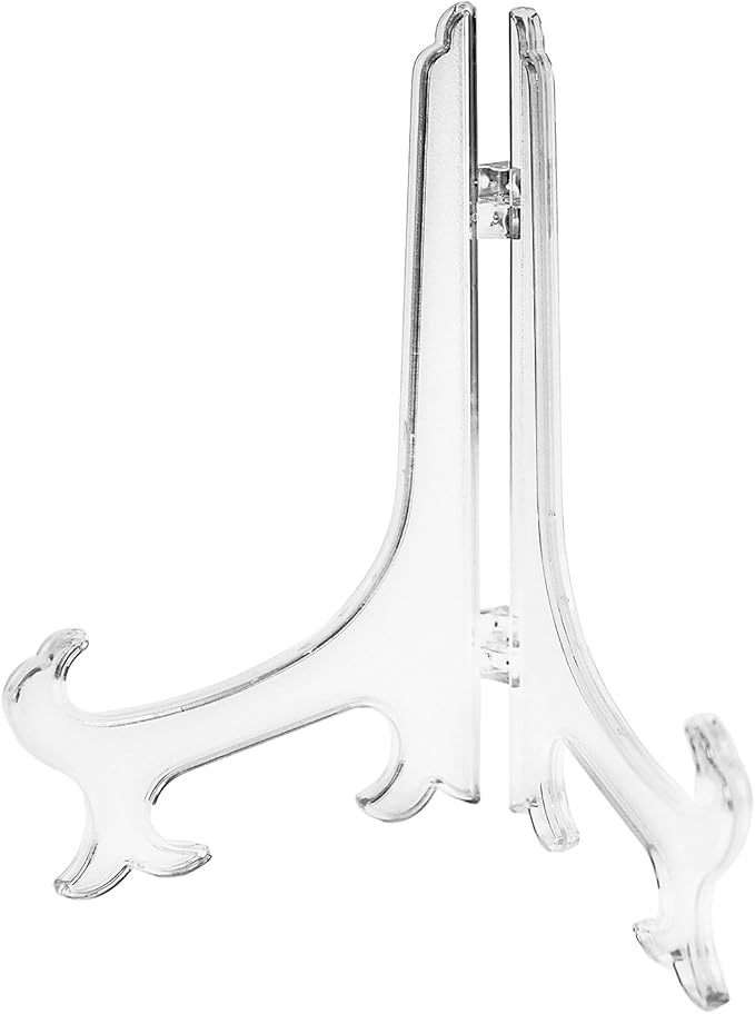Super Z Outlet Plastic Easels 12 Pack Clear Easel Stands Easel Display Stand for Photo, Place Card, Collectibles, Light Items - Perfect for Wedding Cards, Party, Home, Party Decorations (8 Inches)
