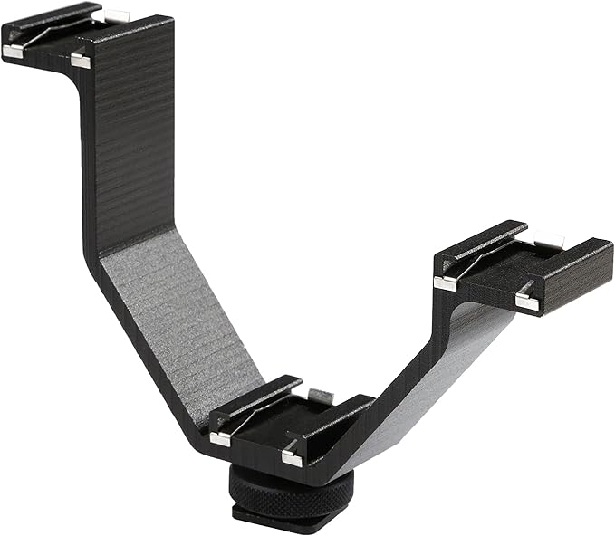 Movo MQ-THM01 Triple Shoe Bracket - Camera V Bracket for Lights, Monitors, Microphones and More (Small)