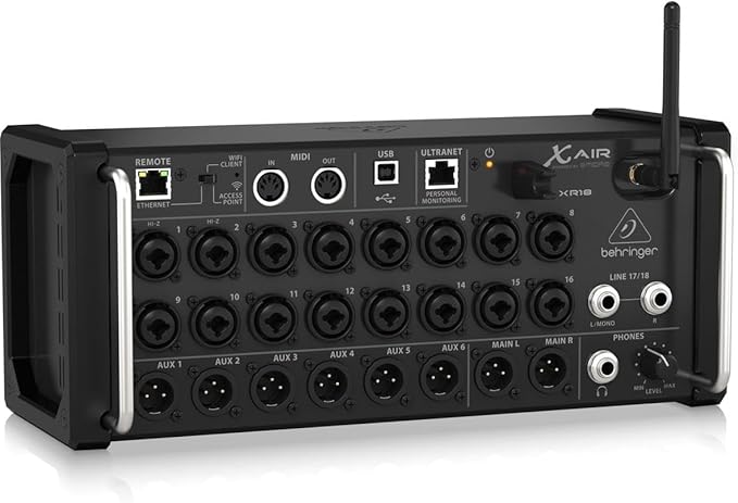 Behringer X AIR XR18 18-Channel, 12-Bus Digital Mixer for iPad/Android Tablets with 16 Programmable Midas Preamps, Integrated Wifi Module and Multi-Channel USB Audio Interface