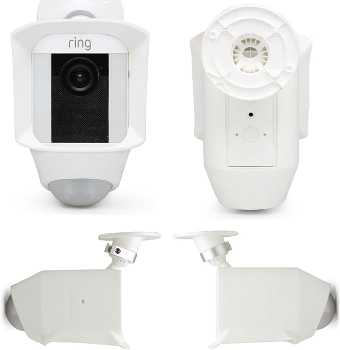 Silicone Skin Case Cover Compatible with Ring Spotlight Cam Battery or Solar, Offer Sun Glare UV Weather Protection & Disguise Spot Light Security Camera - White