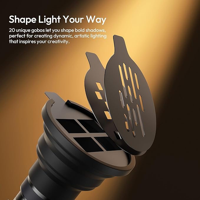 ULANZI LM01 RGB Photography Flashlight - 7500mAh 4 Color Portable LED Video Spotlight with 20 Patterned Light Filters, Handheld Zoomable Fill Light for Video Recording, Photo, Sunset, Content Creation
