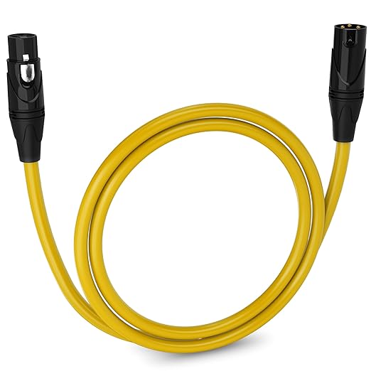 LyxPro 3 Feet XLR Microphone Cable Balanced Male to Female 3 Pin Mic Cord for Powered Speakers Audio Interface Professional Pro Audio Performance and Recording Devices - Yellow