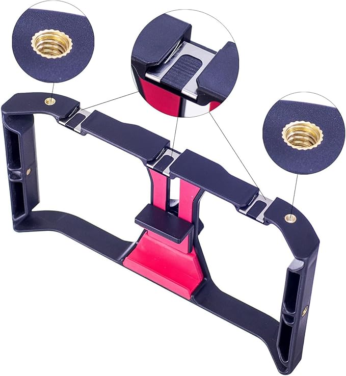 Film Making Rigs Cage Handheld Stabilizer Handle Tripod Mount Holder with Hot Shoe Smartphone Video Rigs for Video Maker Phone Cage Stabilizer