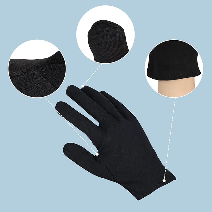 ENPOINT 5 Pairs Large Archival Photo Gloves, Black Work Gloves For Handling Art Working Photography Men & Womens Cloth Gloves Liners Bulk for Handling Jewelry, Film, Photo, Coin Metal Inspection