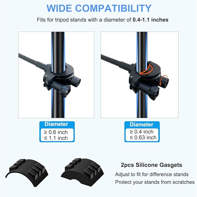Mic Stand Phone Holder, Flexible Phone Holder for Microphone Stand, Adjustable iPhone Mic Stand Holders, Music Stands Phone Holders for iPhone 14 13 12 MAX Pro Samsung Galaxy All Smartphones