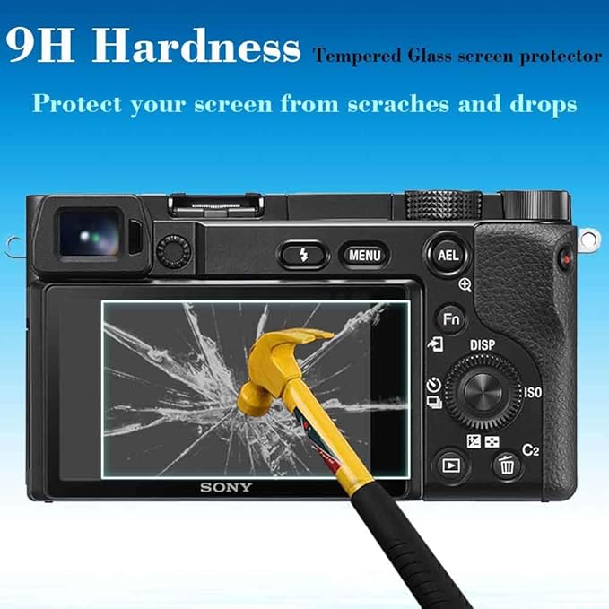 ULBTER Screen Protector for Sony A6600 A6400 A6300 A6100 A6000 [3 Pieces] & Hot Shoe Cover 9H Hardness Tempered Glass for Sony alpha 6600 6400 6300 6000 6100