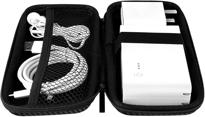 iMangoo Travel Essentials Electronics Organizer Charger Case Portable Dual Zipper Shockproof Pouch Tech Purse Cord Cable Pouches Power Bank Storage Accessories Bag for Women Men,6.5x3.2x1 Fiber Black