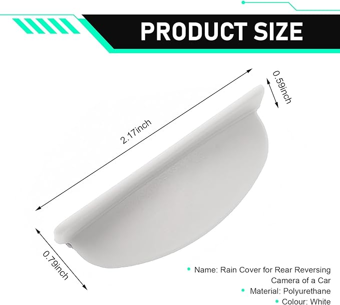 Car Backup Camera Rain Shield, Silicone Rear View Camera Anti-Rain Cover, Rainproof Protector for Enhanced Reverse Visibility, Universal for Cars, Trucks, SUVs (White)