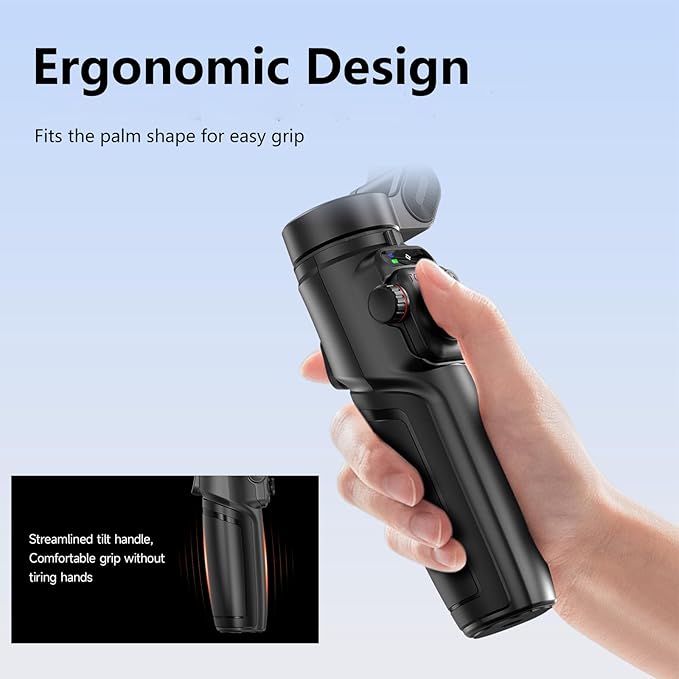 3-Axis Phone Gimbal Stabilizer for iPhone and Android with Magnetic Fill Light, Foldable Handheld Smartphone Gimbal with Extension Rod, 6H Battery, Portable Video Stabilizer for Travel Vlogging