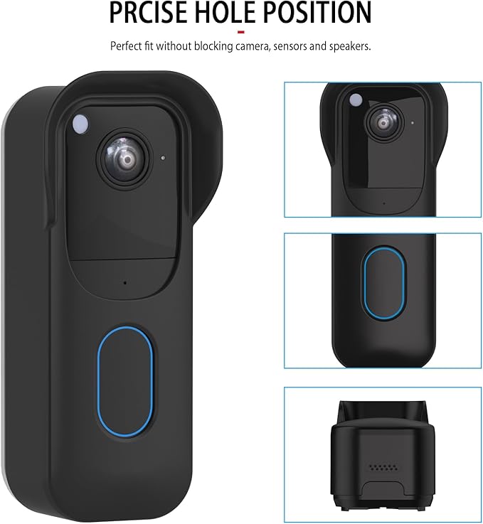 Blink Doorbell Camera Cover - Weatherproof Silicone Protective Case with Brim for for Blink Video Doorbell 2025 New Model (2nd Gen), Full Protection, Easy Installation (Black)