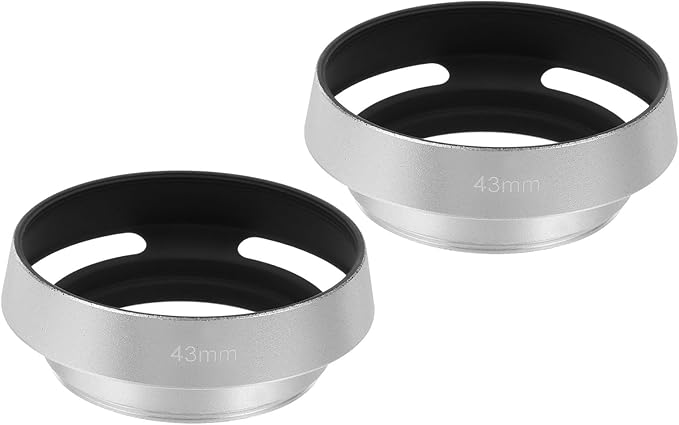 PATIKIL 2 Pcs 43mm Lens Hood, Universal Metal Hollow Curved Screw-in Vented Lens Hoods for Fujifilm for Pentax, Silver