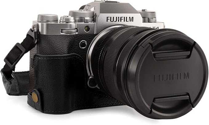 MegaGear MG1923 Ever Ready Genuine Leather Camera Half Case Compatible with Fujifilm X-T4 - Black