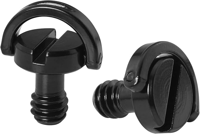 1/4inch Tripod Screw LUORNG 2PCS 1/4"-20 Stainless Steel D Shaft D-Ring for Camera Camcorder Tripod Monopod QR Quick Release Plate, Mounting Screw Adapter, Quick Release Camera Screw, Black