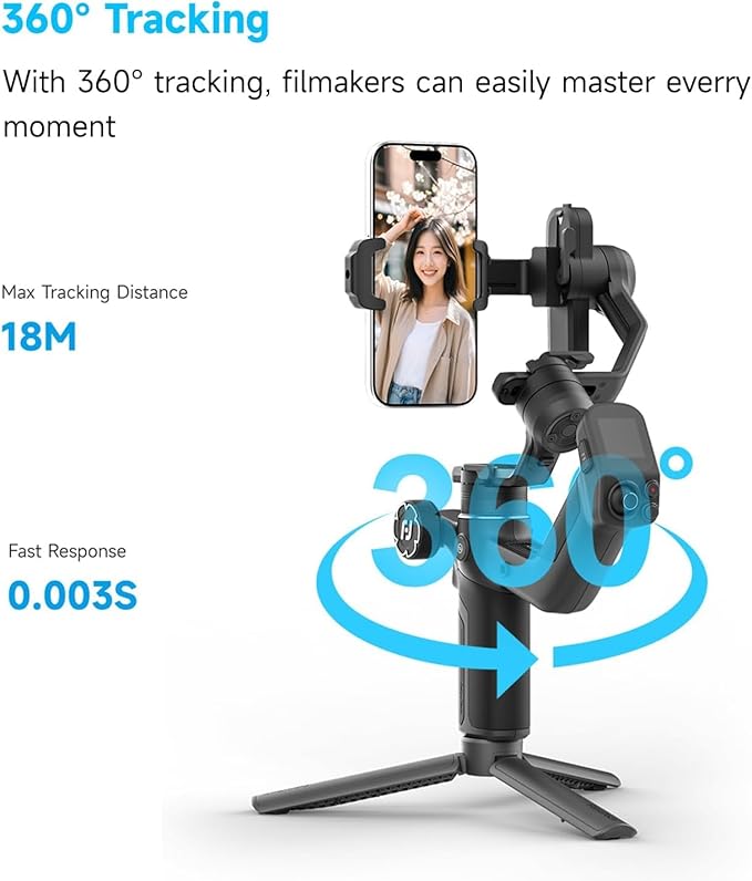 FeiyuTech SCORP MINI-3 Combo AI Tracking Camera Gimbal,All-in-One 3-Axis Stabilizer with Vertical Shooting,Bluetooth&Cable Control,Max 4.41 lbs,for Sony Canon Nikon Panasonic Fujifilm DJI GoPro iPhone