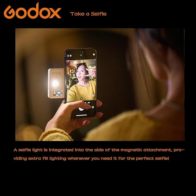 Godox MA5R Full-Color LED Light, Magnetic Selfie Light, CRI95 TLCI97, CCT 1800K–10000K, 14 FX Modes, HSI & GM Adjustment, NFC/Bluetooth Control, 0–100% Dimming, for YouTube/TikTok