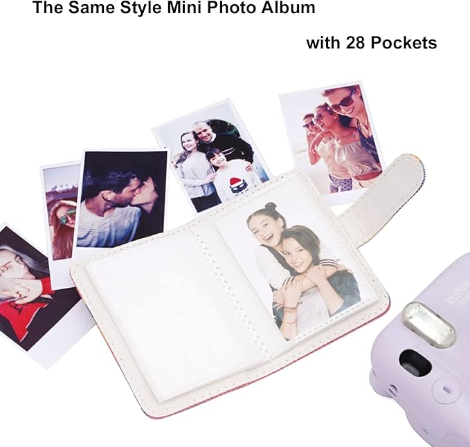 Frankmate Instant Camera Case Compatible with Fujifilm Instax Mini 11/9/8/8+ Canvas Bag with Pocket and Adjustable Shoulder Strap Mini Wallet Album (Stripe)