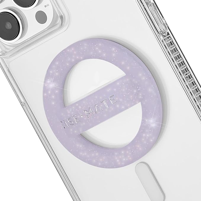 Case-Mate Magnetic Phone Grip MagSafe Loop Grip - Detachable Holder for Hand - Soft Collapsible MagSafe Grips for Back of Phone for iPhone 17 Pro Max/16 Pro Max /15/14/13/12/S25 Ultra - Purple Sparkle