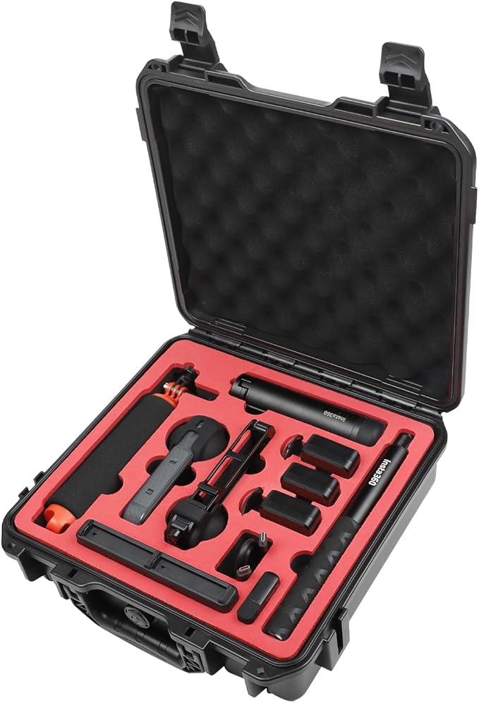 Drogear Waterproof Hard Case for Insta360 X5 Essentials Bundle/X4/X3 | Holds Up to 6 Batteries | Shockproof & Dustproof Protection | Fits Floating Hand Grip, Selfie Stick, Lens Guards & Accessories