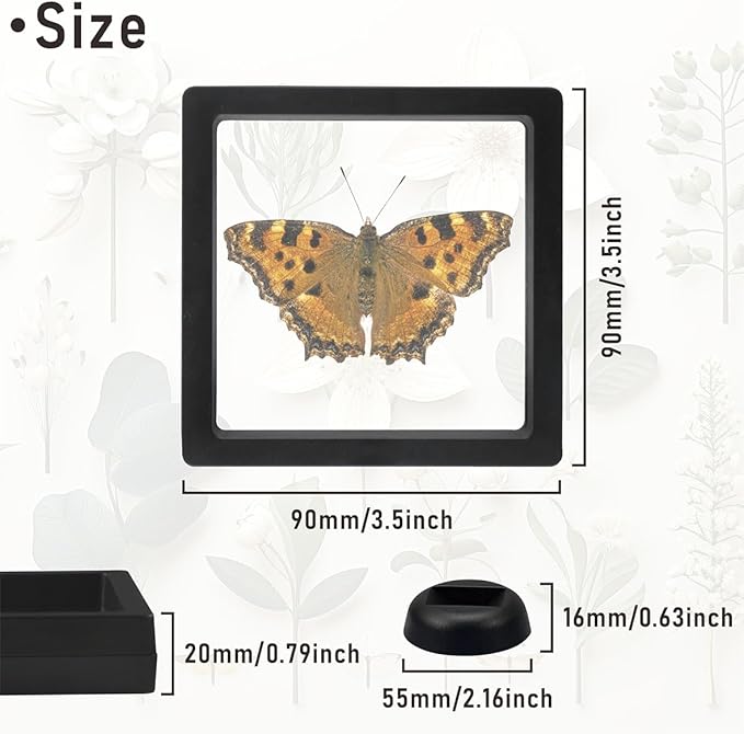 Black 3D Floating Frame , 3.5 x 3.5 x 0.8 inch Coin Display Case with Base , 3D Floating Jewelry Frame Display Holder Stands for Challenge Coins AA Medallions Specimen Jewelry (20 Pack)