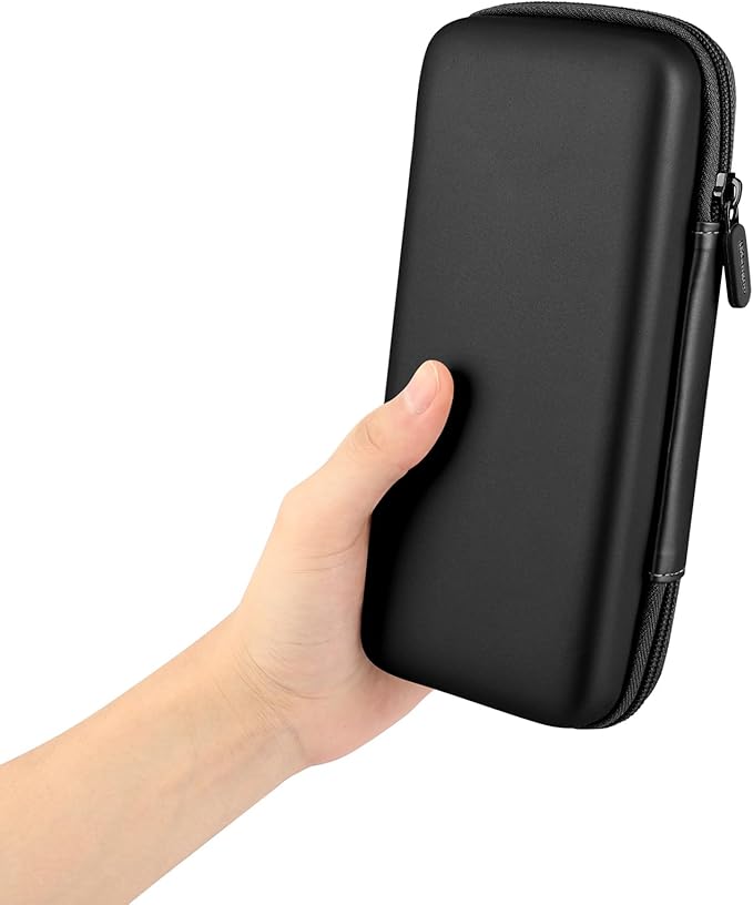 iMangoo Travel Essentials Electronics Organizer Charger Case Portable Dual Zipper Shockproof Pouch Tech Purse Cord Cable Pouches Power Bank Storage Accessories Bag for Women Men,8.5x4.5x2 Black