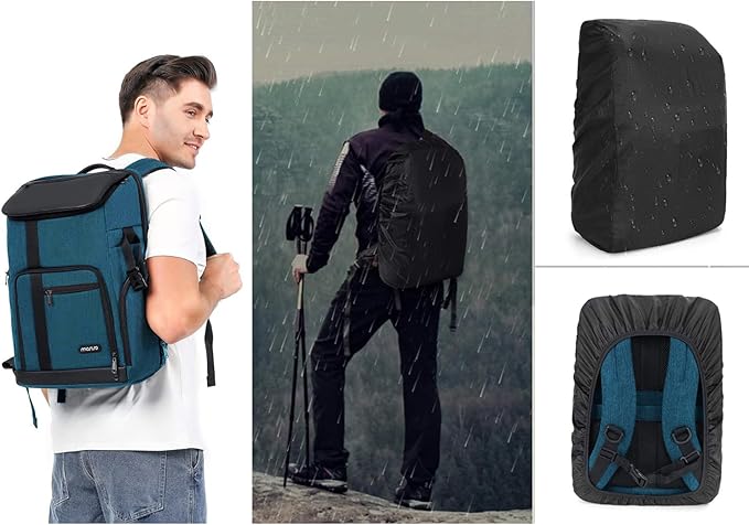 MOSISO Camera Backpack, DSLR/SLR/Mirrorless Large Men/Women Photography Camera Bag Case with 17.3 inch Laptop Compartment&Tripod Holder&Rain Cover Compatible with Canon/Nikon/Fuji/Laptop, Teal Blue