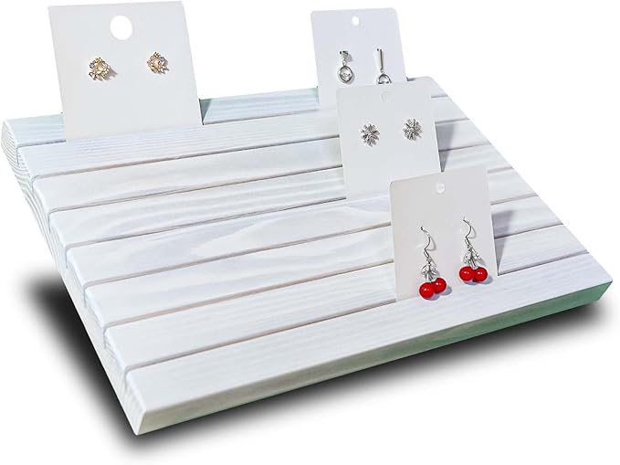 Wooden Portable Earring Display Stand Greeting card Business Card display Stand Earring card holder display stand for vendors Earring Cardboard for Selling Vintage White