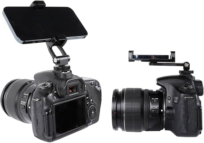 Aluminium Alloy Phone Tripod Mount, Universal Cell Phone Mount Adapter with 2 Cold Shoe Mount for Horizontal and Vertical Shooting, Compatible with iPhone, Pixel, Samsung Galaxy and All Phones