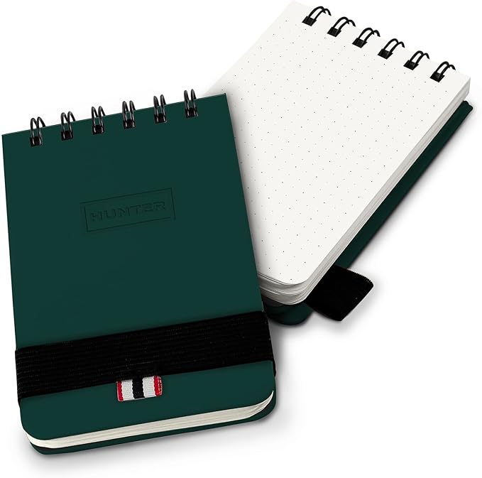 Hunter - All Weather Field Book, 5.75” X 3.6” 128 Pg Outdoor Notebook With Elastic Band to Protect Notes, Pocket Journal With Dot Grid Stone Paper for Surveying, Water & Tear Resistant, Forest Green