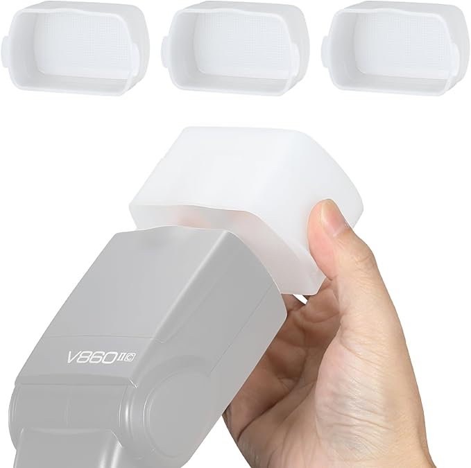 Soonpho 3Pcs Flash Diffuser, 3.15" x 2.09" White Bounce Light Diffuser Kit Compatible for Godox V860III V850II TT685II TT600 for Canon, Nikon, Sony, Olympus, Fuji Hot-Shoe Mount Camera Speedlight