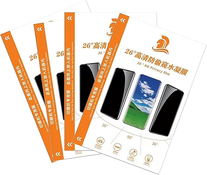 HD privacy screen protector, 7-inch protective film for screen cutting machines,universal hydrogel film,no angle adjustment required,anti-spy sheet (50pcs TPU), phone protective sticker self-healing