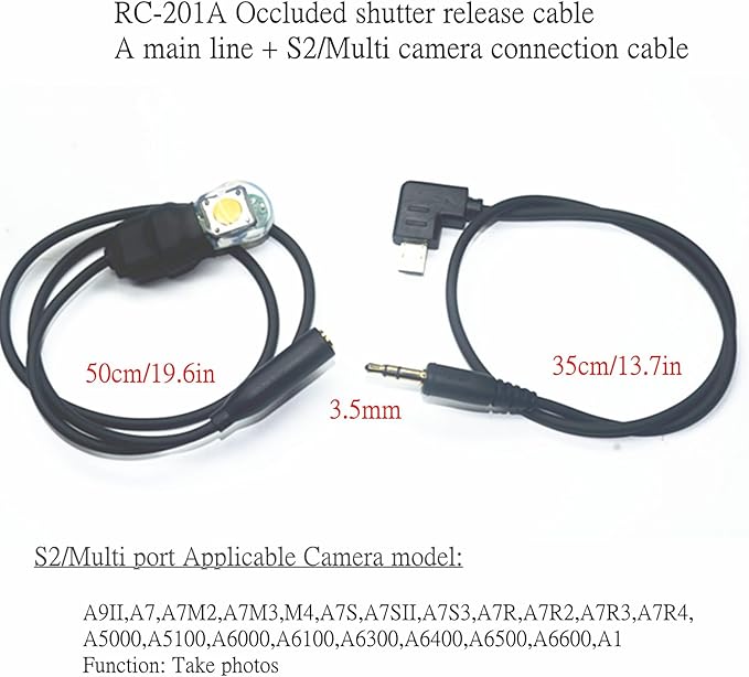 Bite Switch Skydiving Camera Cable Camera Shutter Release Cable/Aerial line /RC201-S2 Aerial Photography Wing-Mounted Action Camera Cable a7m2/3/4 a6500 a6600 RX0II