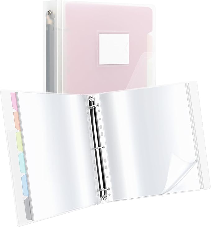 Uquelic 80-Pocket Clear Binder with Plastic Sleeves for Letter/A4 Size(11" x 8.5"), Document Binder Organizer for Papers, Certificates and Artwork, Macaron PP Divider Pages for Presentation