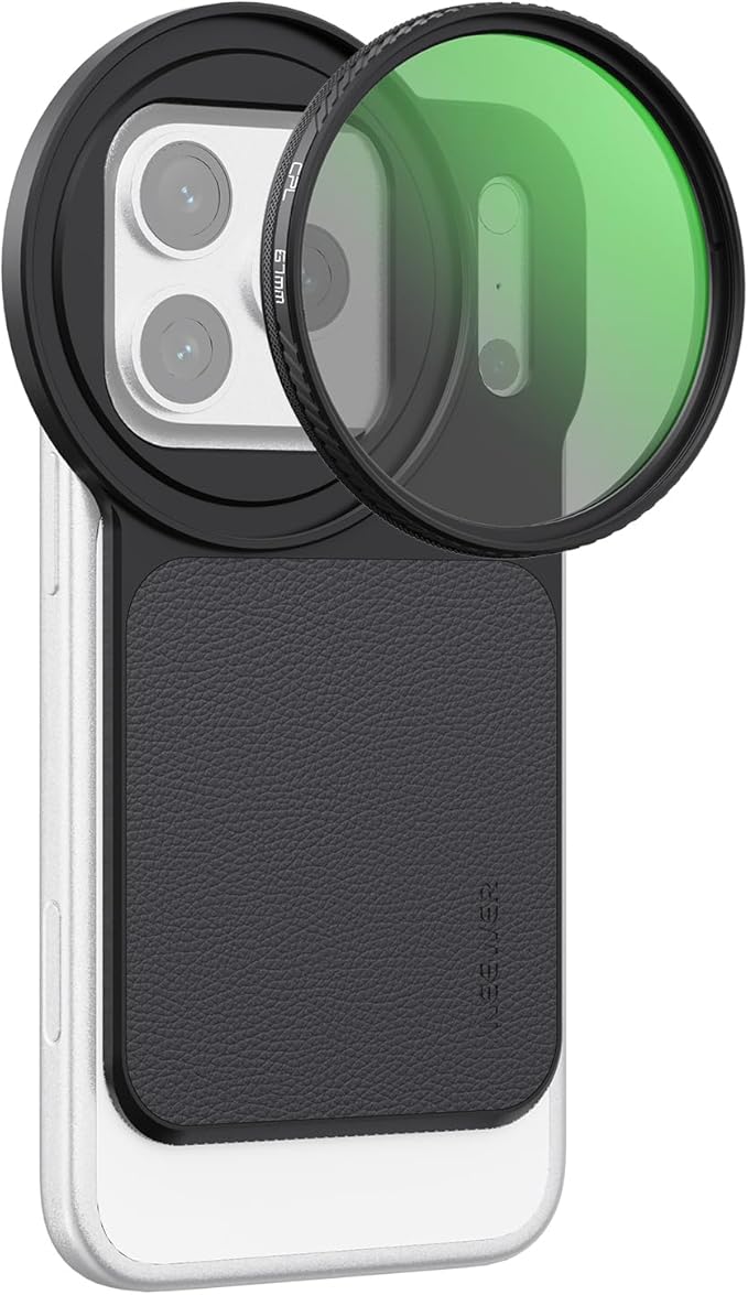 NEEWER 6.3" Magnetic Phone Lens Filter Mount Adapter Backplate Accessories & 67mm CPL Filter Circular Polarizing Polarizer Compatible with MagSafe iPhone 12/13/14/15/16/17 & Pro Versions