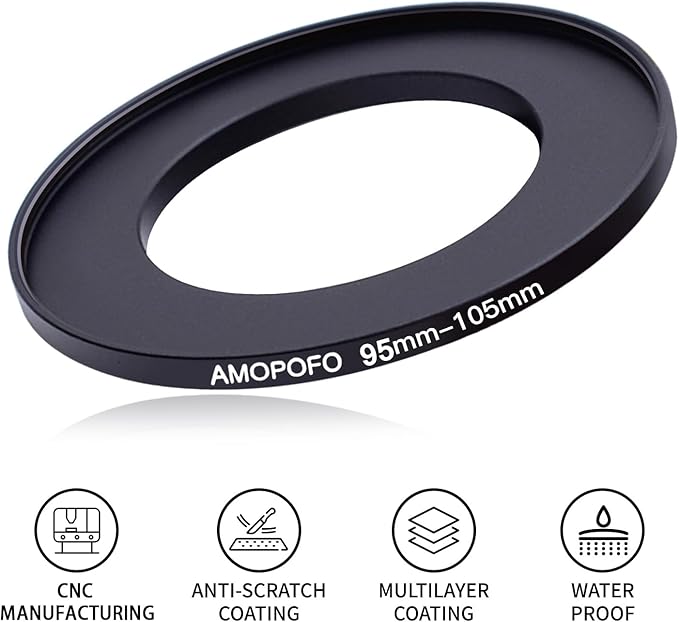 95mm Lens to 105mm Camera Filter Ring,Compatible with All 95mm Camera Lens & 105mm UV,ND,CPL Lens Hood Accessories,Made of CNC Machined Aluminum(95-105mm)