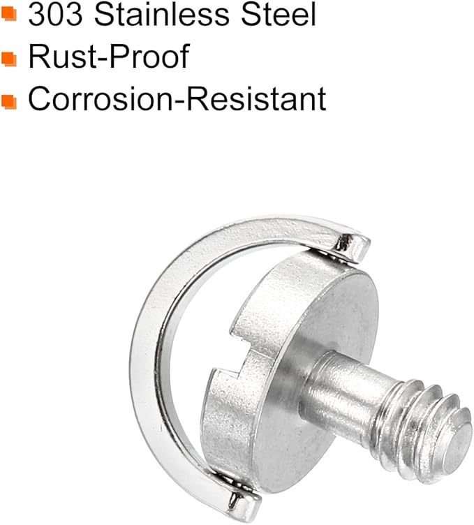 PATIKIL 1/4-20 Thread 14mm Length D-Ring Stainless Steel Camera Fixing Screw, D Shaft Quick Release Plate Screw for Camera Tripod/Monopod, Silver